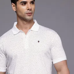 Louis Philippe Sport Floral Printed Polo Collar Pure Cotton Slim Fit T-shirt-picture-17