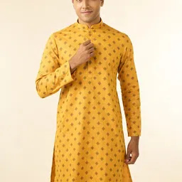 Diwas by Manyavar Floral Printed Mandarin Collar Pure Cotton Straight Kurta-picture-32