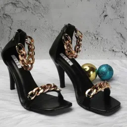 Elle Women's Black Ankle Strap Stilettos-image-24