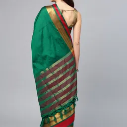 Saree mall Green & Maroon Solid Saree image 2