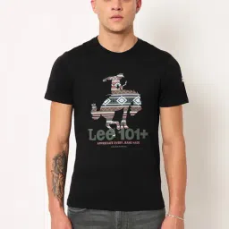 Lee Black Cotton Slim Fit Printed T-Shirt-image-32
