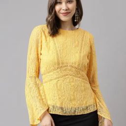 Latin Quarters Yellow Self Design Top-picture-19