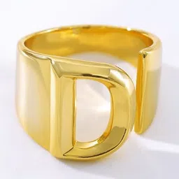 ZIVOM 18K Gold-Plated Initial D Adjustable Finger Ring-picture-20