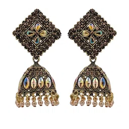 Uniqon golden Square Jhumkas Earrings-picture-24