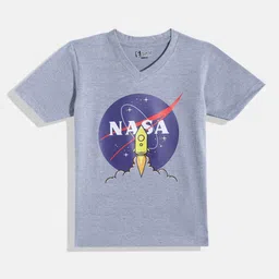 Eteenz Kids Boys Nasa Printed V-Neck T-Shirt-picture-39