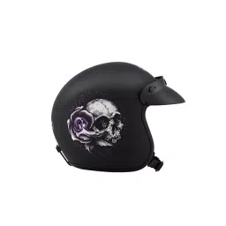Studds JETSTAR CLASSIC D7 DECOR BLACK (570 mm) Medium Open Face Helmet, D7 FLORAL SKULL image 3