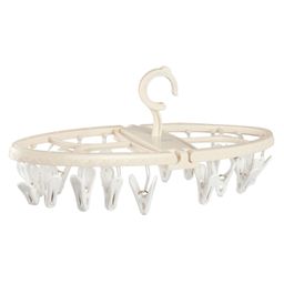 fab n funky Circular Shaped Hanger With Clips White & Beige - 18 Clips| Sturdy & Durable| Balanced Weight| Lightweight & Portable-picture-20