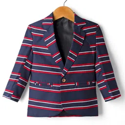 Rikidoos Full Sleeves Striped Blazer - Navy Blue-picture-13