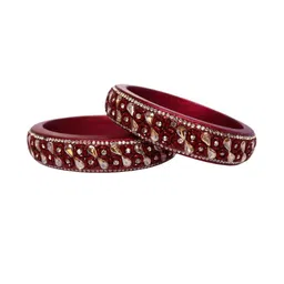 TAJ BRIDAL STORE Set Of 2 Kundan Studded Lac Bangles image 2
