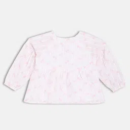 MINI KLUB Cotton Woven Full Sleeves Schiffli Embroidered Top - Pink image 3