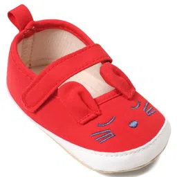 Cute Walk by Babyhug Booties Buuny Design with Velcro Closure - Red image 3
