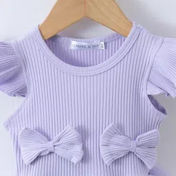 Mark & Mia Frill Sleeves Party Dress with Butterfly & Bow Applique - Purple image 3