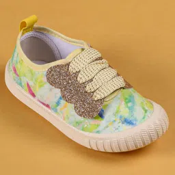 Cute Walk by Babyhug Slip On Casual Shoes with Marble Design & Glitter Detailing - Light Yellow image 3