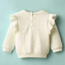 ToffyHouse 100% Cotton Knit Full Sleeves Top & Lounge Pants Set With Unicorn Print & Frill Detailing - Navy Blue & Cream image 3