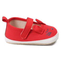 Cute Walk by Babyhug Booties Buuny Design with Velcro Closure - Red image 4