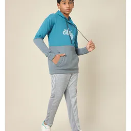 Technosport Knit Full Sleeves Skate Text Printed Breathable & Warm Slim Fit Hooded Sports Sweatshirt - Turquoise image 5
