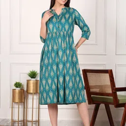 AVALIA Ethnic Motifs Printed Fit & Flare Dress-image-73