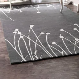 Safiya Carpet Grey & White Floral Hand-Tufted Woollen Carpet image 1