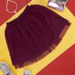 Pantaloons Junior Wine Cotton Regular Fit Skirt-image-11