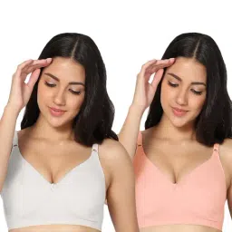 IN CARE White & Peach Full Coverage Non-Wired T-Shirt Bra - Pack of 2-image-56