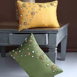 Alina decor Multicoloured Set of 2 Embellished Rectangle Cushion Covers-picture-31