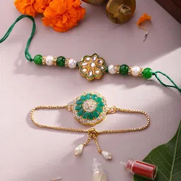 House of Pataudi Kundan Bhaiya Bhabhi Rakhi Gift Set image 1