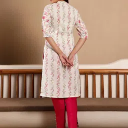 W Floral Printed Cuffed Sleeves Cotton Regular Kurta image 5