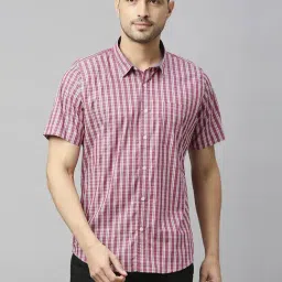 Thomas Scott Light Pink Cotton Slim Fit Checks Shirt-picture-18