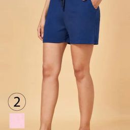 YU by Pantaloons Blue & Pink Cotton Shorts - Pack Of 2-image-36