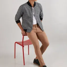 Campus Sutra Mid Black Cotton Regular Fit Checks Jacket image 5