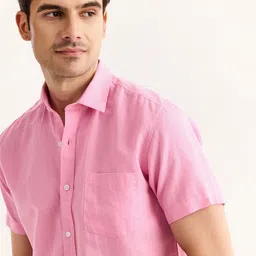 Red Flame Vertical Striped Cotton Linen Casual Shirt image 2