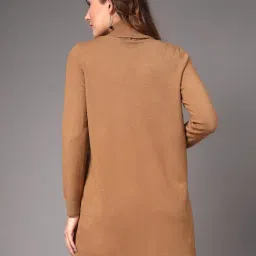 Mafadeny Camel Regular Fit Self Design Shrug image 2
