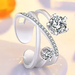 Jewels Galaxy Silver-plated AD-studded Adjustable Finger Ring-picture-40