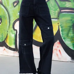 Noh.Voh - SASSAFRAS Kids Girls Comfort Straight Fit Acid Wash Stretchable Jeans-picture-13