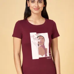 Honey by Pantaloons Maroon Cotton Graphic Print T-Shirt-image-14