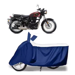 Auto Pearl Two Wheeler Cover for Benelli Imperiale 400 - White, Blue-image-65