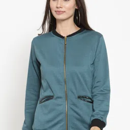 Belle Fille Women Teal Solid Bomber-picture-40