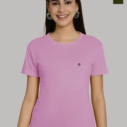 Friskers Women Purple & Olive Green 2 Slim Fit T-shirt image 1