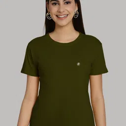 Friskers Women Purple & Olive Green 2 Slim Fit T-shirt image 2