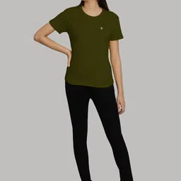 Friskers Women Purple & Olive Green 2 Slim Fit T-shirt image 4