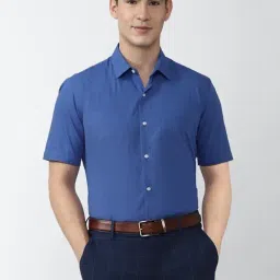 Peter England Blue Cotton Regular Fit Shirt-picture-10