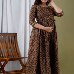 Queens Closet Women Ethnic Motifs Printed Daily Cotton Anarkali Kurta image 2