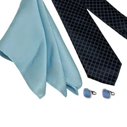 The Tie Hub Men Accessory Gift Set of Geometric Necktie with Cufflinks & Pocket Square image 5