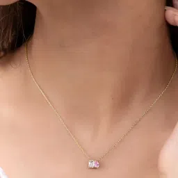 Ornate Jewels 925 Silver 18K Gold Plated Pink CZ Toi Et Moi Necklace-image-94