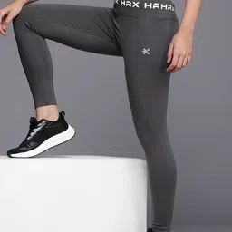 HRX by Hrithik Roshan Brand Logo Printed Rapid-Dry Running Tights image 1