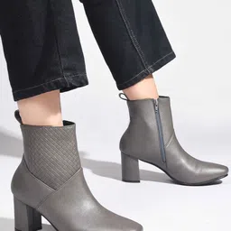 SHUZ TOUCH Women Textured Ankle Length Regular Boots image 1