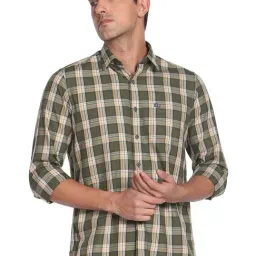 Arrow Sport Green Cotton Slim Fit Checks Shirt-picture-38
