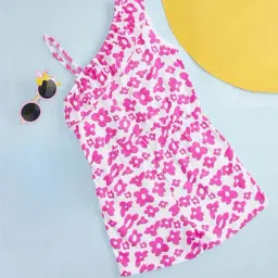 Pantaloons Junior Neon Pink & White Cotton Floral Print Jumpsuit-picture-40