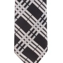 PELUCHE Black & Off-White Checked Broad Tie-image-27