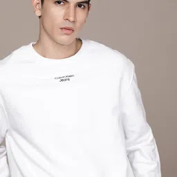Calvin Klein Jeans Men White Brand Logo Printed Sweatshirt-picture-20